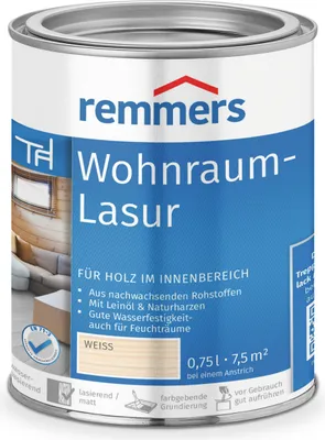 Produktbild von Remmers Wohnraum-Lasur weiß 0,75 l, Holzlasur innen