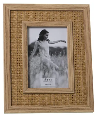 2er-Set Bilderrahmen 10x15 cm, MDF & Rotang, Natur