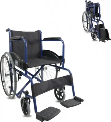 Produktbild von Rollstuhl faltbar Faltrollstuhl selbstfahrend Mobiclinic Alcazaba Sitz 46 cm Bordsteinauflaufsystem Anti-Schock-Reifen Bremsen an den Rädern Blau