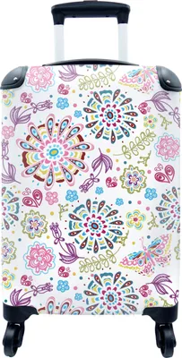 Produktbild von MuchoWow® MuchoWow® Koffer Handgepäck Trolley Rollkoffer Kleine Reisekoffer mit 4 Rollen - Regenbogen - Blumen - Schmetterling - Design - Cabin Size < 55x40x23 cm & 55x40x20 cm - Fotokoffer - Kabinenk