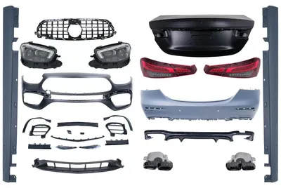 Imagen del producto de Kit de carrocería completo para Mercedes Clase E W213 16-19, con diseño similar al modelo E63s actualizado en 2020.