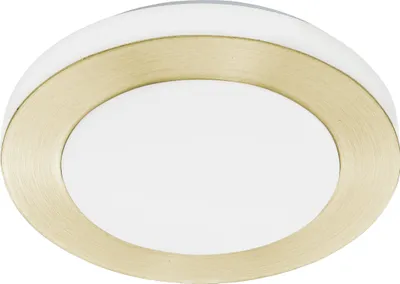 Produktbild von EGLO LED Deckenlampe Capri, Deckenleuchte aus Stahl in weiß und Messing-gebürstet, Badlampe, Lampe für Badezimmer, Küche und Flur, warmweiß, IP44
