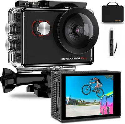 Immagine prodotto di Apexcam Pro 4K Action Cam [20 MP, fotocamera subacquea, 40 m, LCD da 2"], nera