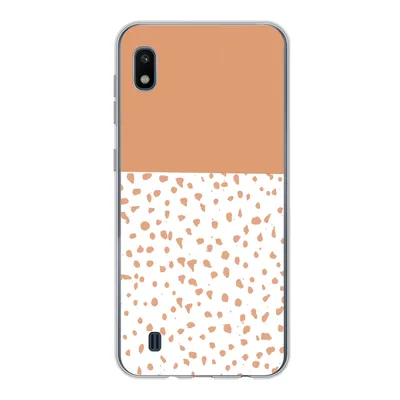 Produktbild von MuchoWow® Handyhülle Schutzhülle Hülle für Samsung Galaxy A10 Tupfen - Orange - Weiß Silikon Softcase Handy Hülle - Schutzhülle