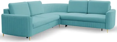 Produktbild von DomoHome Ecksofa LAREN Modernes Schlafsofa Stauraum für Bettwäsche Stilvolle Kunststofffüße Einfacher Aufbau Komfortable Schlaffunktion Rechts 150x212cm Größe: 251x251x85cm Farbe:TÜRKISCH