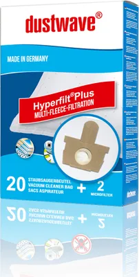 Produktbild von 20 Staubsaugerbeutel + 2 Filter passend für Rowenta RO5822, RO5921, RO5825, RO542111, RO562911, RO462711, RO4762 Silence Force Eco Intelligence, RO5445 X-TREM POWER ECO u.v.m. von dustwave®