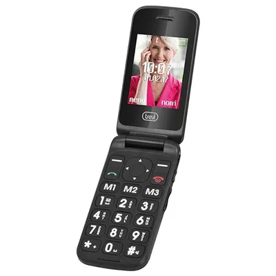 Produktbild von Trevi FLEX PLUS 55 Seniorenhandy mit Großen Tasten, Großes 2,4" LCD-Display, Seniorenhandy mit SOS-Funktion, Ladestation, 8 Nummern, Wireless, Kamera, FM-Radio, Schwarz