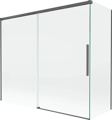 Produktbild von Mexen Rox Duschwand 2-flügelig, verschiebbar 180 + 90 x 150 cm, transparent, kanonengrau gebürstet - 8C9-180-090-66-00