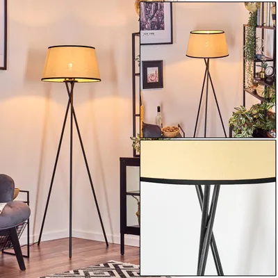 Produktbild von Tamarispa Stehlampe aus Metall/Papiergeflecht in Schwarz/Beige