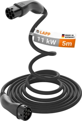 Produktbild von Selbstaufrollendes Ladekabel Typ 2, bis zu 11 kW, 5 m, schwarz (5555935001) 20 A, 3-phasig, zum Laden von Hybrid- und Elektroautos mit Typ-2-Anschluss