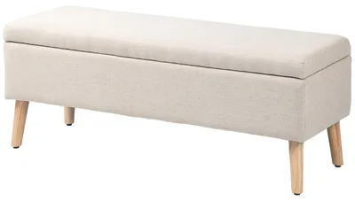 Produktbild von Aufbewahrungsbank, bis 220 kg belastbar, Leinenoptik, 110 x 39 x 45 cm, beige