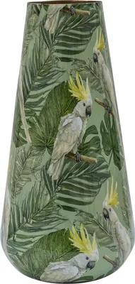 Produktbild von INSTYLE Metall Vase Kakadu weiß grün 37cm hoch, 18cm Durchmesser