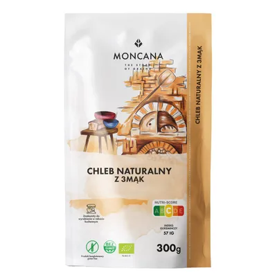 Zdjęcie produktu dla MONCANA Mąka na Chleb Bezglutenowy Naturalny z 3 Mąk -300 g