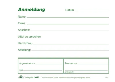 Produktbild von RNK Besucheranmeldeblock A6 50Bl