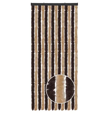 Image de Rideau en velours 56x185 bandes unies beige - marron