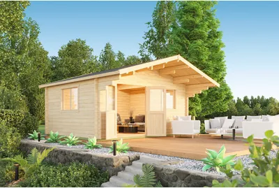Produktbild von Gartenhaus Outdoor Life Zanzibar 1 inkl. Fußboden 535 x 560 cm natur