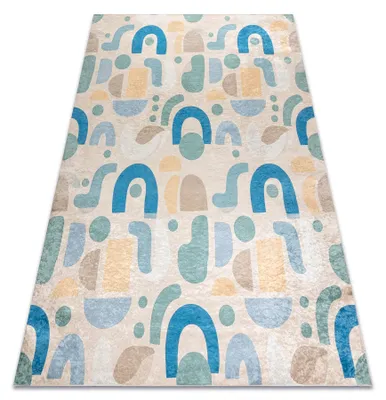 Produktbild von BAMBINO 61460 Waschteppich Geometrisch für Kinder Anti-Rutsch - beige / blau beige 160x220 cm