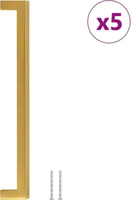 Image de vidaXL Poignées de meubles 5 pcs. Golden 224 mm en acier inoxydable