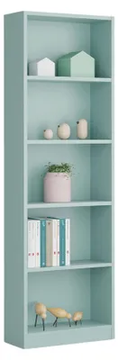 Produktbild von Pomona Bücherregal, Hohes Bücherregal mit 5 Regalen, Büro- oder Schlafzimmerregal, Modernes Regal mit Fächern, cm 52x25h80, Aquagrün