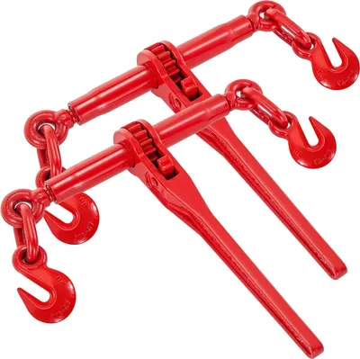 Immagine prodotto di 9215LBS 3/8" – 1/2" Cinghie con cricchetto 9.215 LBS di carico di lavoro sicuro, ganci G70 e lunghezza regolabile, per catene di grado 70-80, fissaggio, trasporto, traino, confezione da 2, rosso
