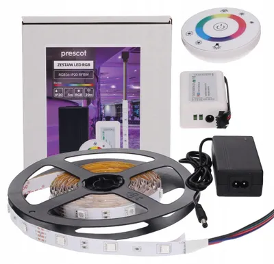Zdjęcie produktu dla Zestaw taśm LED Prescot RGB, 5 metrów, z pilotem dotykowym, 36W