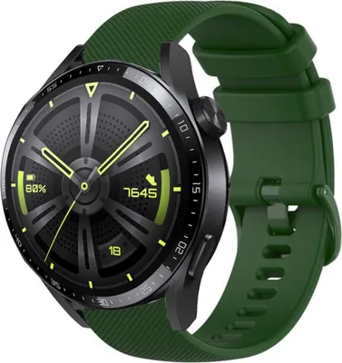 Produktbild von Strap-it Huawei Watch GT 3 46mm Luxus-Silikonarmband (Armeegrün)