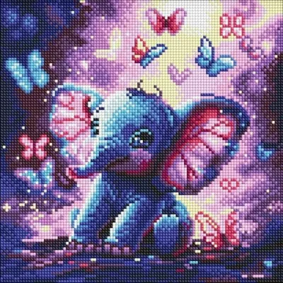 Produktbild von Diamantmosaik – Kuschelelefant für Kinder, 30x30 cm – Ideyka