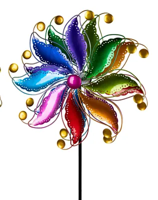 Produktbild von Buntes Windrad Blume Garten Metall Windspiel Windmühle 128 cm