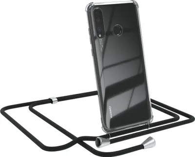 Produktbild von EAZY CASE Handykette kompatibel mit Huawei P30 Lite, Handyhülle mit Umhängeband, Handykordel, Schutzhülle Clear, Band in Schwarz