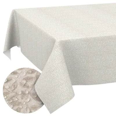 Tischdecke 140x180cm Oval Beige abwaschbar Barcelona Stoff