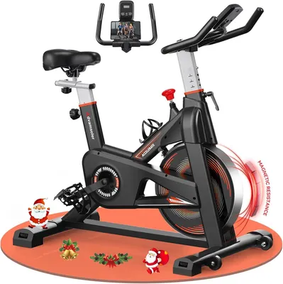 Imagen del producto de Bicicleta estática, bicicleta con resistencia magnética, ergómetro, bicicleta estática, bicicleta con pantalla LCD, soporte para tablet, bicicleta de  para entrenamiento cardiovascular