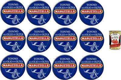 Produktbild von MARUZZELLA Tonno in olio d'oliva Thunfisch in Olivenöl 12 x 200gr + Italian Gourmet polpa 400g