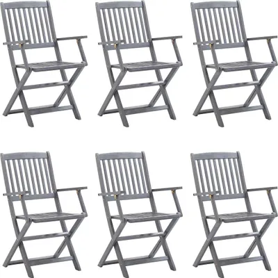 Produktbild von vidaXL Klappbare Gartenstühle 6 Stk. mit Sitzkissen Massivholz Akazie
