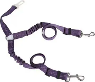 Produktbild von INF Doppelter Hunde Sicherheitsgurt: Verstellbare Nylon Leine für Auto Reisen Violett