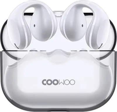 Zdjęcie produktu dla Słuchawki Bluetooth COOWOO z klipsem do przewodów powietrznych, BT 5.2 | Wodoodporność IPX6 | Redukcja szumów podczas rozmów (ENC) | Dynamiczny przetwornik 17 × 12 mm, kolor biały