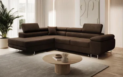 Produktbild von Modernes Ecksofa ASTON mit Schlaffunktion & Bettkasten, Ausziehbare Wohnlandschaft in L-Form, Stauraum, Schlafsofa, Links