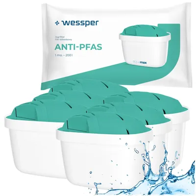 Produktbild von Wessper aquamax ANTI-PFAS Wasserfilter 6x für Filterkanne – reduziert PFAS, Chlor und Schwermetalle