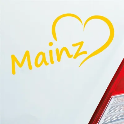 Produktbild von Auto Aufkleber Mainz Herz Heart City Stadt Motorrad 16x8 cm Gelb Sticker Heckscheibenaufkleber