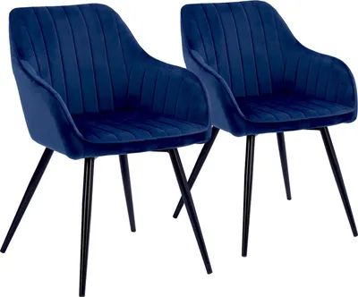 Produktbild von 2erSet blauen Samtstühlen BERTILLE