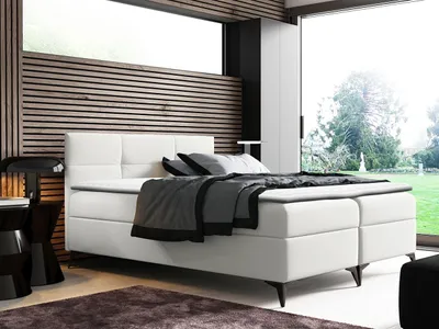 Obrázek produktu pro Americká manželská postel 160x200 MERCHE - bílá  + topper