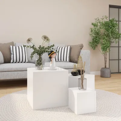 Produktbild von vidaXL Bočné stoly 3 ks Biely drevený materiál
