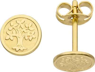Produktbild von JOBO Ohrstecker Baum Lebensbaum 333 Gold Gelbgold mattiert Ohrringe Goldohrringe