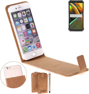 Produktbild von K-S-Trade Handyhülle kompatibel mit Blackview BV5100 Kork Hülle Flipstyle Case Schutzhülle Kork Case Hülle Flip cover Klapphülle Klapp, braun 1x