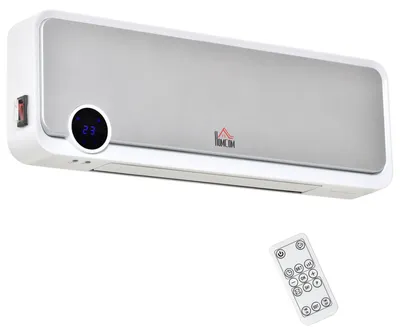Productafbeelding van Wandventilatorverwarming, 2000W, met afstandsbediening, 3 bedrijfsstanden, led-display en 12-uurs timer.
