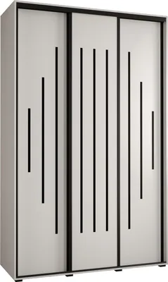 Produktbild von MEBLE KRYSPOL Cannes 12 Schrank mit 3 Schiebetüren - 205,2x150x60 cm - Weiß Weiß Schwarz