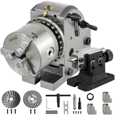 Produktbild von Deelkop Drehmaschine - CNC-Teilkopf - Indexierkopf für Fräsmaschine - 3-Backenfutter - 4-Zoll-Spindelbohrung