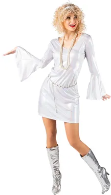 Produktbild von Kleid Space 70er Disco weiß/silber 36/38