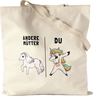 Produktbild von Andere Mütter Du Jutebeutel Stoffbeutel Canvas beste Mutter Mama der Welt Einhorn Geburtstag Muttertag von Nichte & Neffe