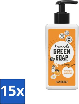 Produktbild von Marcel's Green Soap - Handseife - Orange & Jasmin - Sanfte Pflege - 250 ml - Vorteilspack - 15 Stücke