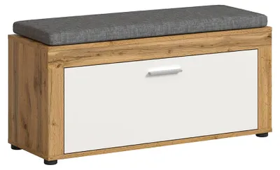 Produktbild von Jam Sitzbank inkl. Kissen 1 Klapptür weiß, Eiche Nachbildung.